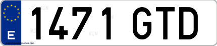 Ejemplo de matrícula de coche ordinaria 1471 GTD