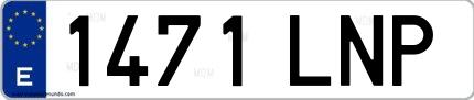 Ejemplo de matrícula de coche ordinaria 1471 LNP