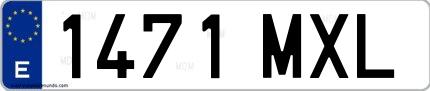 Ejemplo de matrícula española 1471 MXL