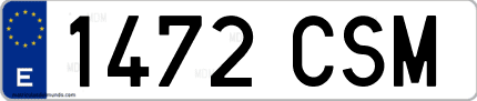 Ejemplo de matrícula de coche ordinaria 1472 CSM