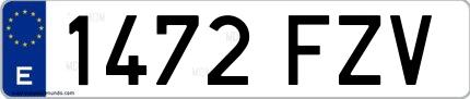 Ejemplo de matrícula española 1472 FZV