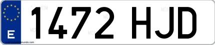 Ejemplo de matrícula española 1472 HJD