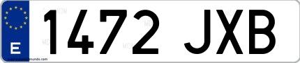 Ejemplo de matrícula española 1472 JXB