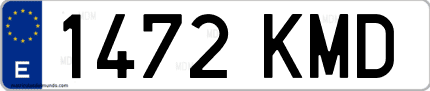 Ejemplo de matrícula de coche ordinaria 1472 KMD