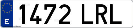 Ejemplo de matrícula de coche ordinaria 1472 LRL