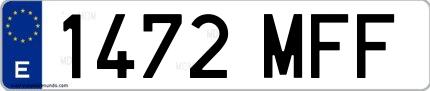 Ejemplo de matrícula española 1472 MFF