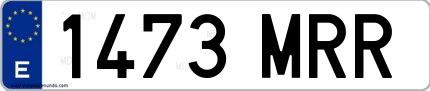 Ejemplo de matrícula española 1473 MRR