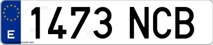Ejemplo de matrícula española 1473 NCB