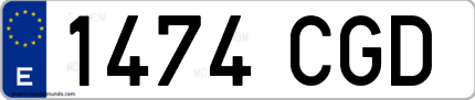 Ejemplo de matrícula de coche ordinaria 1474 CGD