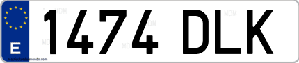 Ejemplo de matrícula de coche ordinaria 1474 DLK