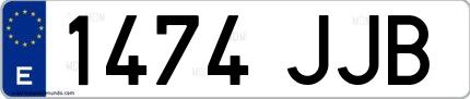 Ejemplo de matrícula española 1474 JJB
