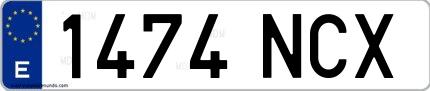 Ejemplo de matrícula española 1474 NCX