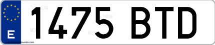 Ejemplo de matrícula de coche ordinaria 1475 BTD