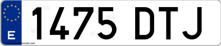 Ejemplo de matrícula de coche ordinaria 1475 DTJ