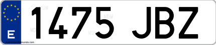 Ejemplo de matrícula de coche ordinaria 1475 JBZ