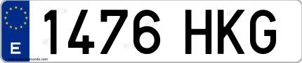 Ejemplo de matrícula española 1476 HKG