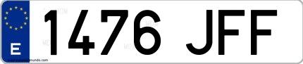 Ejemplo de matrícula española 1476 JFF