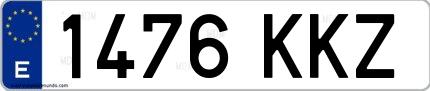 Ejemplo de matrícula española 1476 KKZ