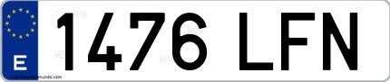 Ejemplo de matrícula española 1476 LFN