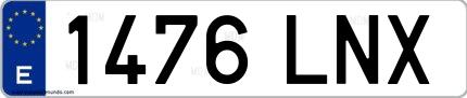 Ejemplo de matrícula española 1476 LNX