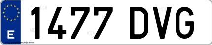 Ejemplo de matrícula española 1477 DVG