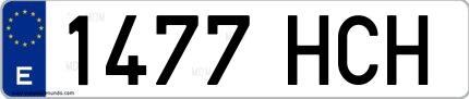 Ejemplo de matrícula española 1477 HCH