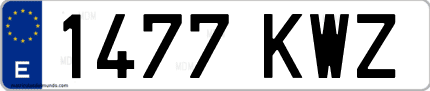 Ejemplo de matrícula de coche ordinaria 1477 KWZ