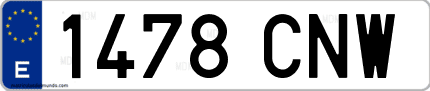 Ejemplo de matrícula de coche ordinaria 1478 CNW