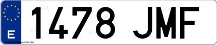 Ejemplo de matrícula de coche ordinaria 1478 JMF