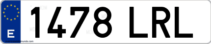 Ejemplo de matrícula de coche ordinaria 1478 LRL