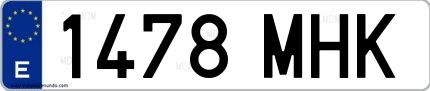 Ejemplo de matrícula española 1478 MHK