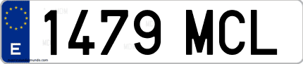 Ejemplo de matrícula de coche ordinaria 1479 MCL