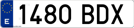 Ejemplo de matrícula de coche ordinaria 1480 BDX