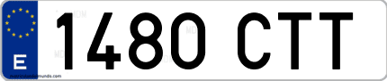 Ejemplo de matrícula de coche ordinaria 1480 CTT
