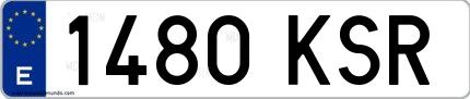 Ejemplo de matrícula española 1480 KSR