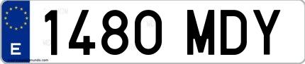 Ejemplo de matrícula española 1480 MDY