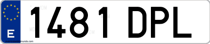 Ejemplo de matrícula de coche ordinaria 1481 DPL