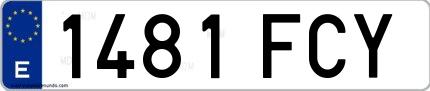 Ejemplo de matrícula española 1481 FCY