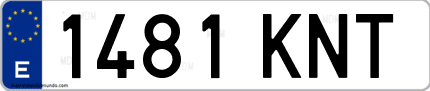 Ejemplo de matrícula de coche ordinaria 1481 KNT