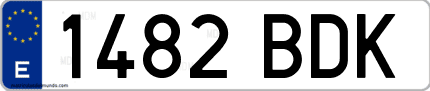 Ejemplo de matrícula de coche ordinaria 1482 BDK