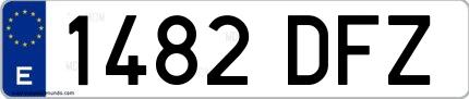 Ejemplo de matrícula española 1482 DFZ