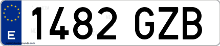 Ejemplo de matrícula de coche ordinaria 1482 GZB