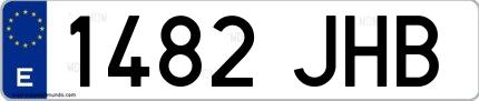 Ejemplo de matrícula española 1482 JHB