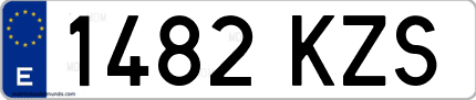 Ejemplo de matrícula de coche ordinaria 1482 KZS