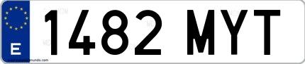 Ejemplo de matrícula española 1482 MYT