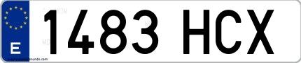 Ejemplo de matrícula española 1483 HCX