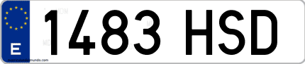 Ejemplo de matrícula de coche ordinaria 1483 HSD