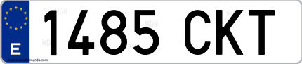 Ejemplo de matrícula de coche ordinaria 1485 CKT