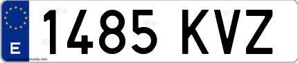 Ejemplo de matrícula de coche ordinaria 1485 KVZ