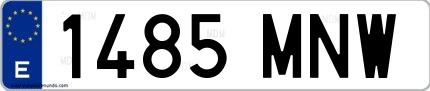 Ejemplo de matrícula española 1485 MNW